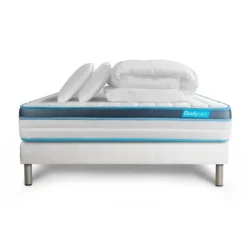 BODYCAREPack matelas BodyFit sommier kit blanc Couette et 2 oreillers