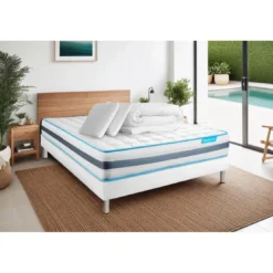 BODYCAREPack matelas BodyFlexsommier kit blanc Couette et 2 oreillers