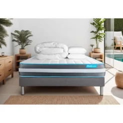 BODYCAREPack matelas BodyFormsommier kit gris Couette et 2 oreillers