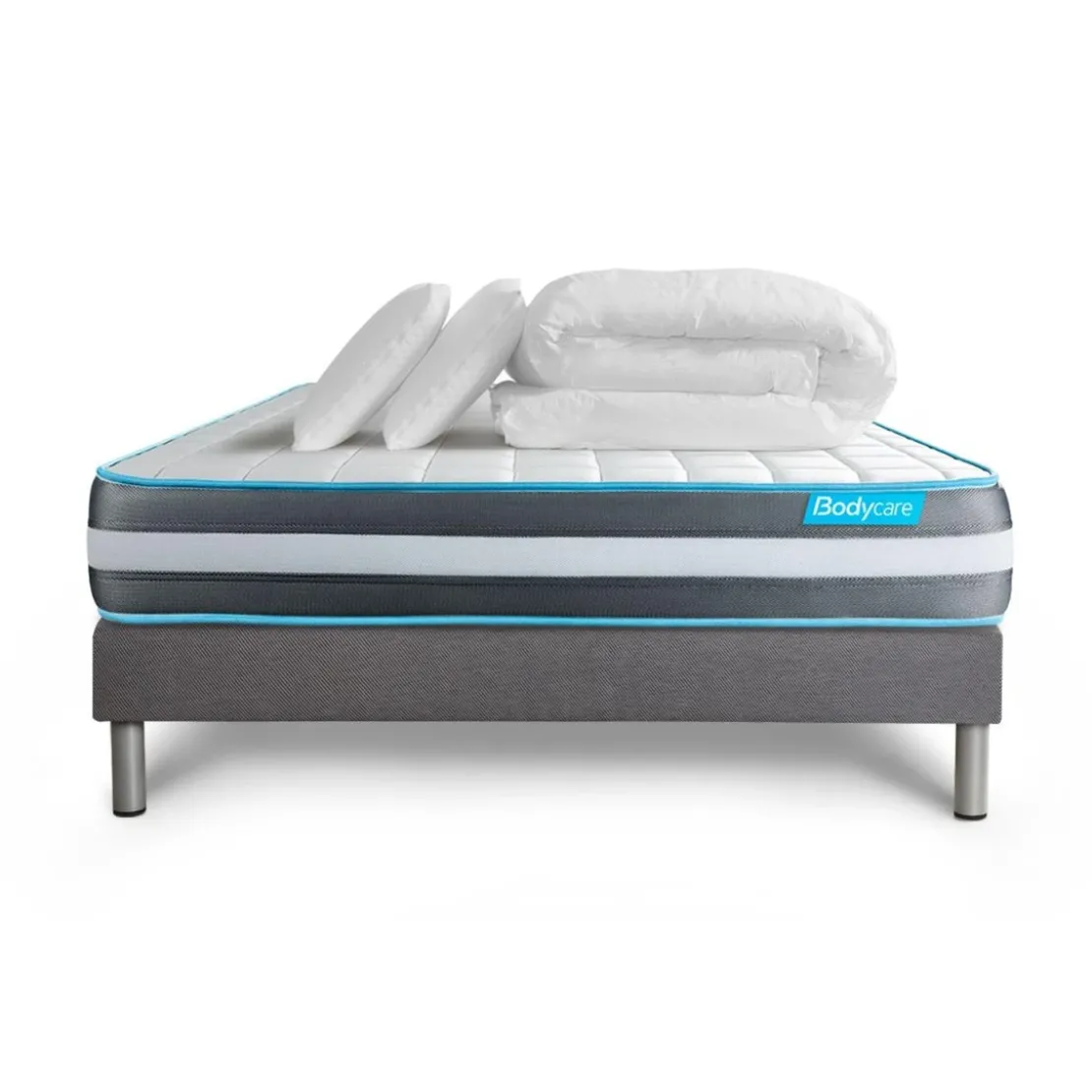 BODYCAREPack matelas BodyFormsommier kit gris Couette et 2 oreillers