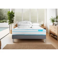 BODYCAREPack matelas BodyMax sommier kit gris Couette et 2 oreillers