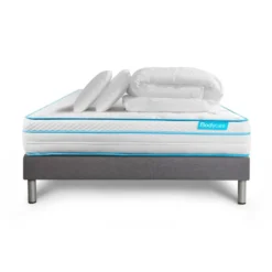 BODYCAREPack matelas BodyMax sommier kit gris Couette et 2 oreillers