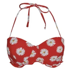 Brigitte BardotHaut de maillot de bain armatures Rouge fleurie- FLORAL