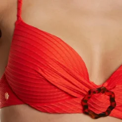 Brigitte BardotHaut de maillot de bain coques push up rouge Rivage