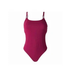 Brigitte BardotMaillot une pièce bordeau Hibiscus rouge