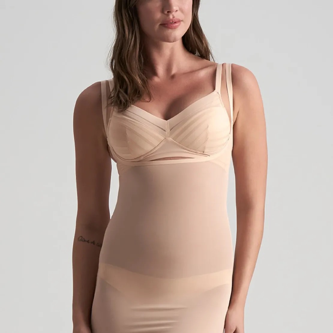 Bye BraRobe buste ouvert gainante Marron Bye Bra- POWERMESH SHAPEWEAR