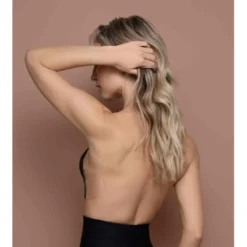 Bye BraSoutien-gorge bandeau adhésif dos nu et décolleté plongeant noir en tissu