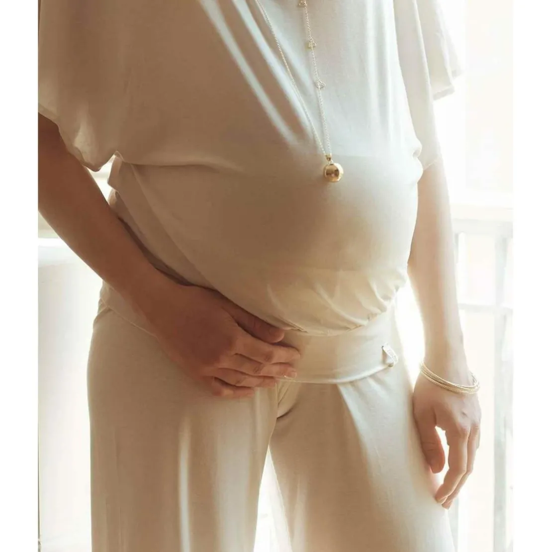 Cache CoeurPantalon de grossesse large 7/8 Blanc - Cache Coeur - ORIGIN