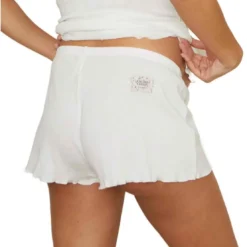 Cache CoeurShort de grossesse taille basse - Blanc - Cache Cœur Lingerie en coton bio- TROUSSEAU