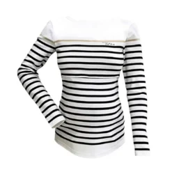 Cache CoeurTop de grossesse marinière manches longues blanc Cache Coeur Lingerieen coton bio - CROZON