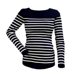 Cache CoeurTop de grossesse marinière manches longues bleu Cache Coeur Lingerieen coton bio- CROZON