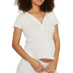 Cache CoeurT-shirt de grossesse et d'allaitement - Blanc - Cache Cœur Lingerie en coton bio- TROUSSEAU