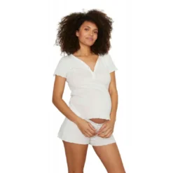 Cache CoeurT-shirt de grossesse et d'allaitement - Blanc - Cache Cœur Lingerie en coton bio- TROUSSEAU
