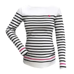 Cache CoeurT-shirt de grossesse marinière manches longues blanc Cache Coeur Lingerieen coton bio