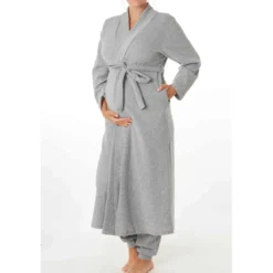 Cache CoeurVeste longue grossesse grise Cache Coeur Lingerieen viscose- SWEETHOME