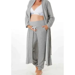 Cache CoeurVeste longue grossesse grise Cache Coeur Lingerieen viscose- SWEETHOME
