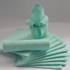 CalitexLot de 12 serviettes de table ARC EN CIEL vert d'eau 44 x 44 cm