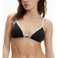 Calvin Klein UnderwearHaut de Maillot de Bain Triangle - Noir à bretelle blanc Calvin Klein Underwear
