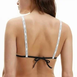 Calvin Klein UnderwearHaut de Maillot de Bain Triangle - Noir à bretelle blanc Calvin Klein Underwear
