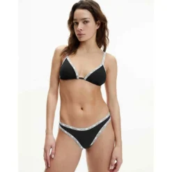 Calvin Klein UnderwearHaut de Maillot de Bain Triangle - Noir à bretelle blanc Calvin Klein Underwear