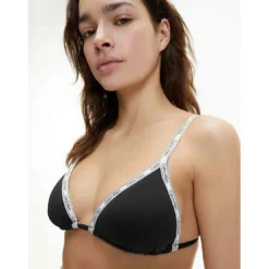 Calvin Klein UnderwearHaut de Maillot de Bain Triangle - Noir à bretelle blanc Calvin Klein Underwear