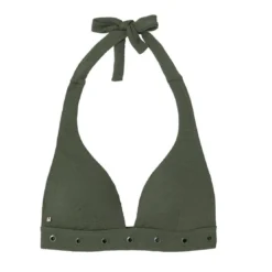 Camille Cerf x Pomm PoireHaut de maillot de bain triangle kaki Zanzibar vert- Zanzibar
