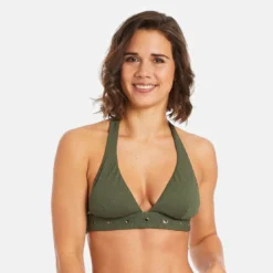 Camille Cerf x Pomm PoireHaut de maillot de bain triangle kaki Zanzibar vert- Zanzibar