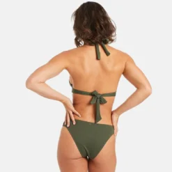 Camille Cerf x Pomm PoireHaut de maillot de bain triangle kaki Zanzibar vert- Zanzibar