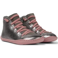 CamperBottines enfant - Peu Cami Kids argent en cuir