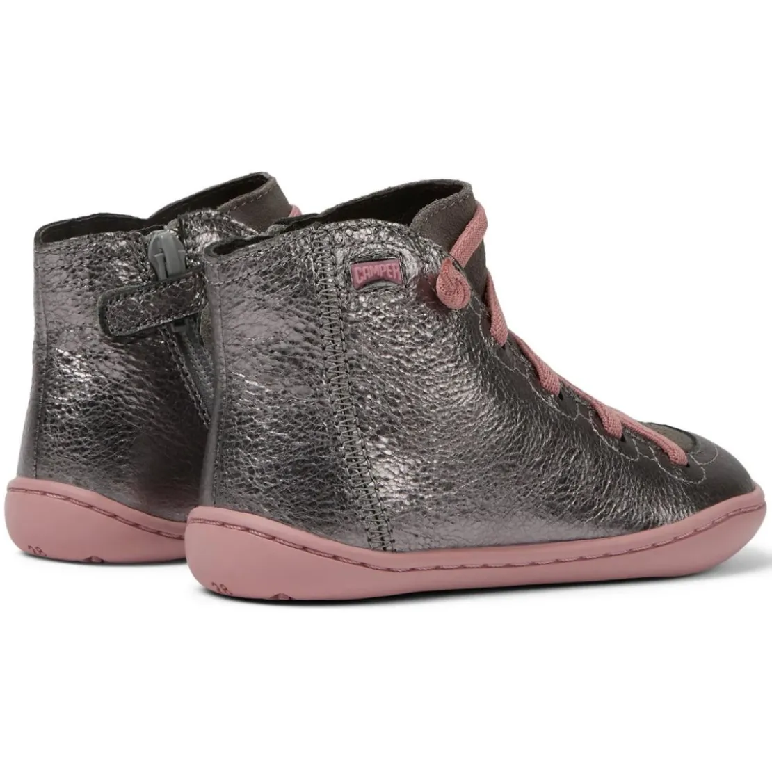 CamperBottines enfant - Peu Cami Kids argent en cuir