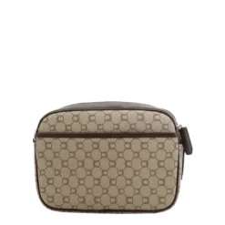 Chabrand MaroquinerieMini sacoche marron en toile enduite cuir avec logo orange