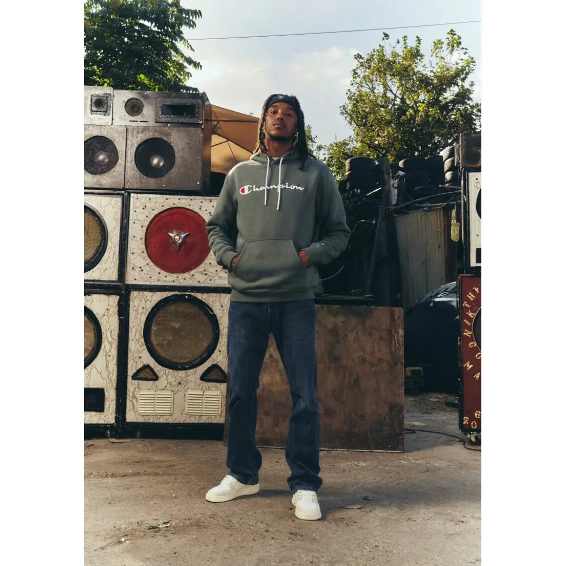 ChampionSweatshirt gris pour homme en polycoton