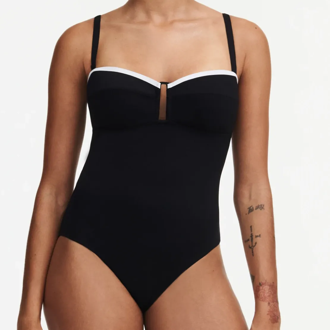 Chantelle BainMaillot de bain une pièce sans armature et bretelle amovible - Noir/Blanc
