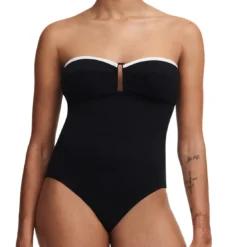 Chantelle BainMaillot de bain une pièce sans armature et bretelle amovible - Noir/Blanc