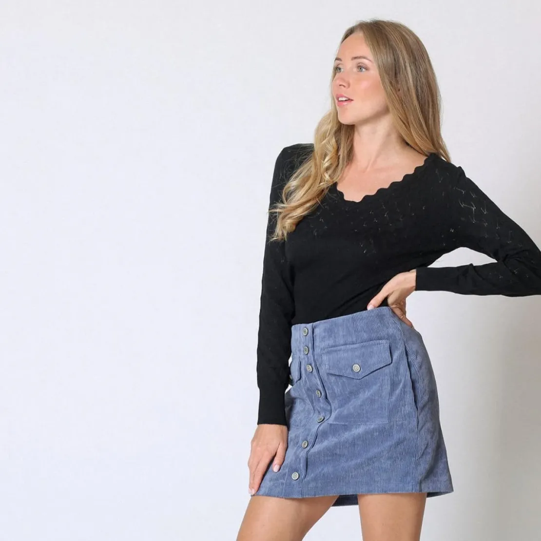 Cherry ParisMini Jupe en velours Jacksonville bleu