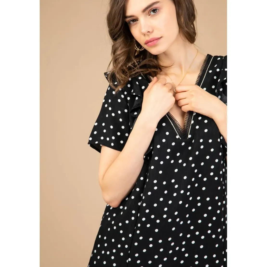Cherry ParisRobe courte à pois noir