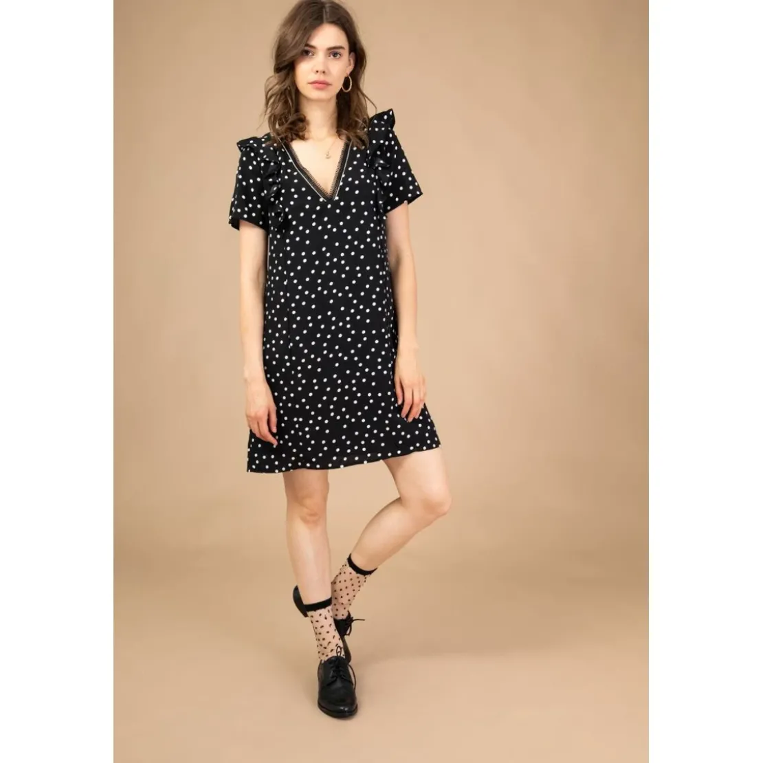 Cherry ParisRobe courte à pois noir