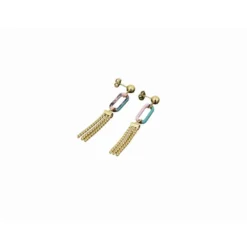 Clyda BijouxBoucles D'Oreilles Boheme Acier Doré Et Résine