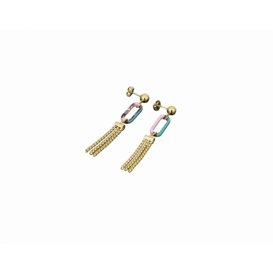 Clyda BijouxBoucles D'Oreilles Boheme Acier Doré Et Résine