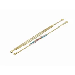 Clyda BijouxBracelet Boheme Acier Doré Multi Chaines 16+3 cm Et Résine
