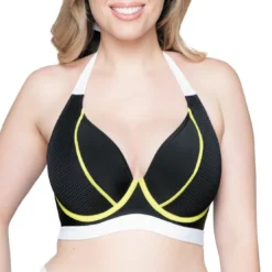 Curvy Kate MaillotHaut de maillot de bain tour de cou noir- Graphic Beach