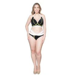 Curvy Kate MaillotHaut de maillot de bain tour de cou noir- Graphic Beach