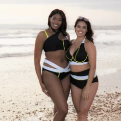Curvy Kate MaillotHaut de maillot de bain tour de cou noir- Graphic Beach