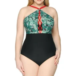 Curvy Kate MaillotMaillot de bain une pièce plongeant armatures vert- Paradise Palm
