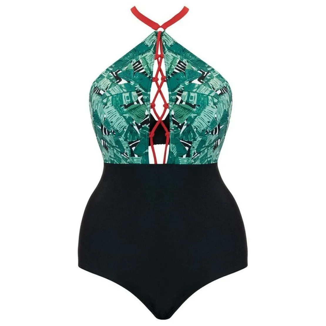 Curvy Kate MaillotMaillot de bain une pièce plongeant armatures vert- Paradise Palm