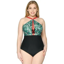 Curvy Kate MaillotMaillot de bain une pièce plongeant armatures vert- Paradise Palm