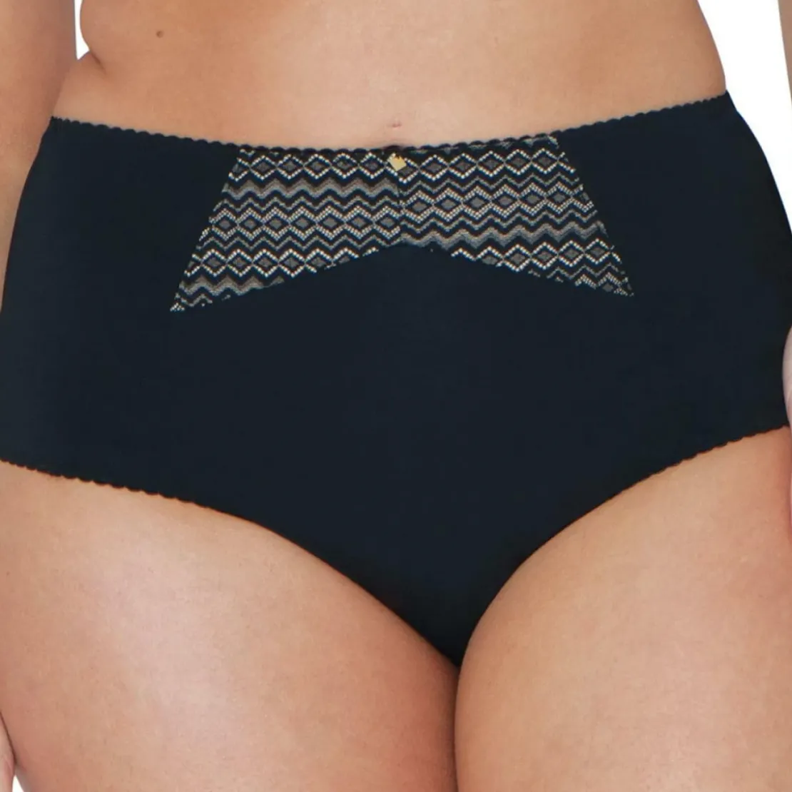 Curvy KateSlip taille haute avec porte jarretelles amovibles noir- Deluxe