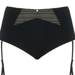 Curvy KateSlip taille haute avec porte jarretelles amovibles noir- Deluxe