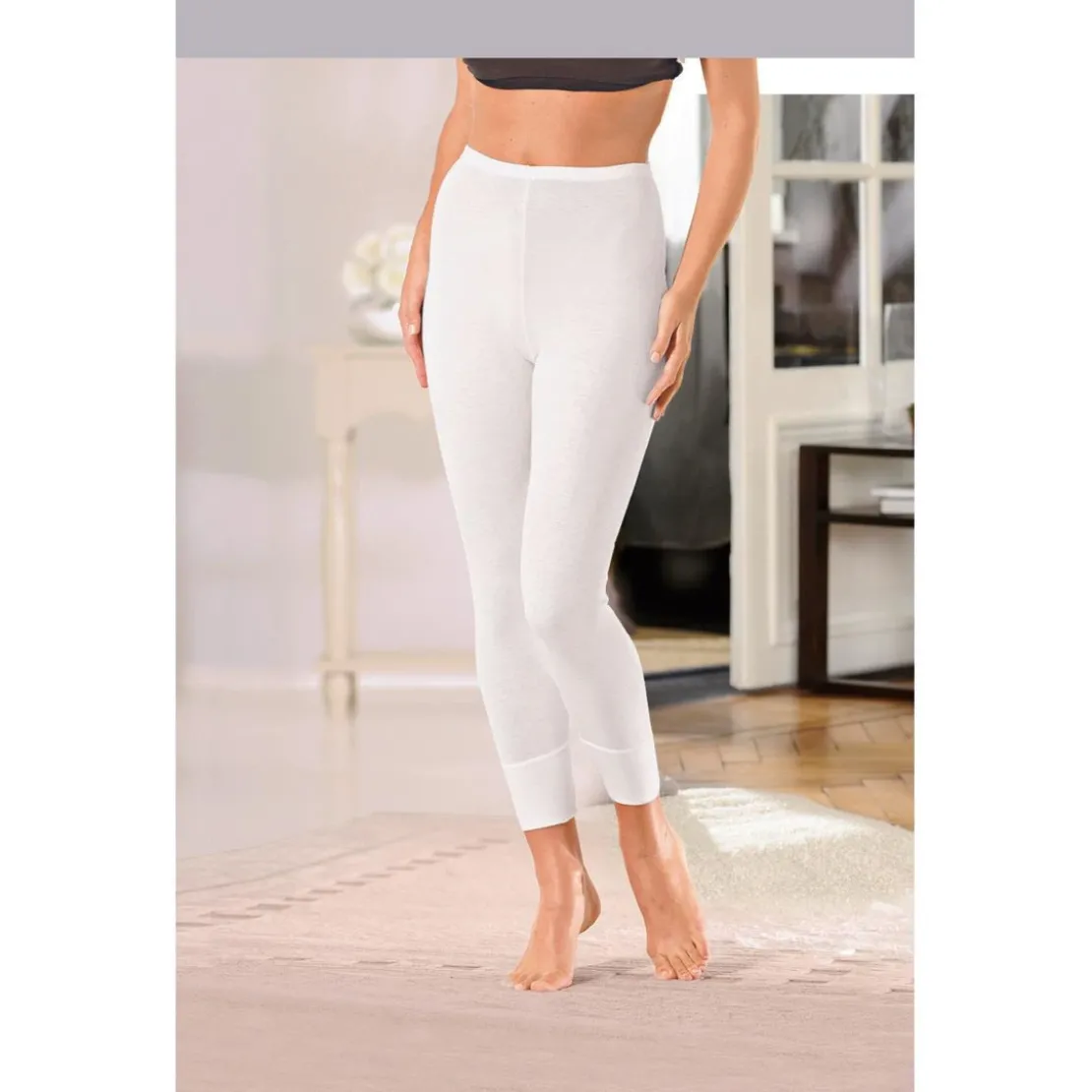 DamartCaleçon long fine côte femme blanc