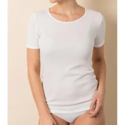 DamartLot de deux TS maille interlock blanc en coton